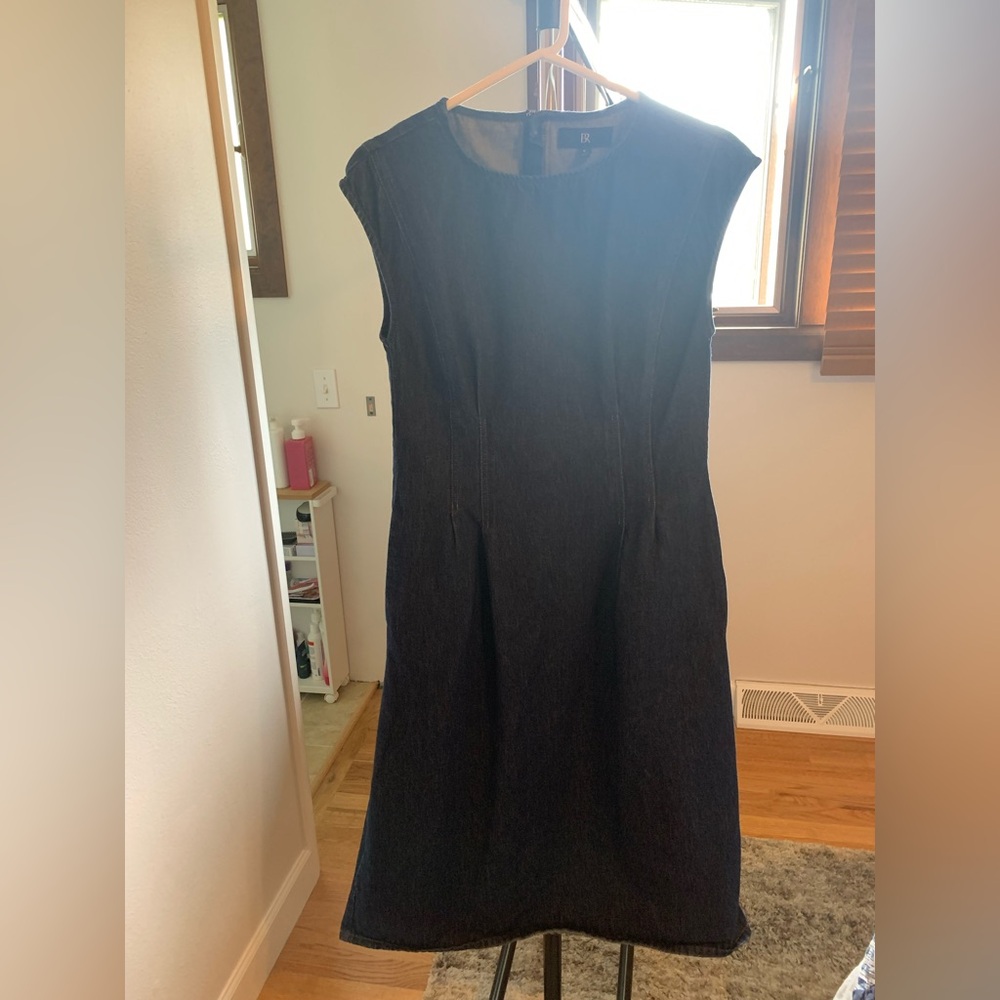 Banana Republic Dark Blue Denim Sheath Dress with Cap Sleeves